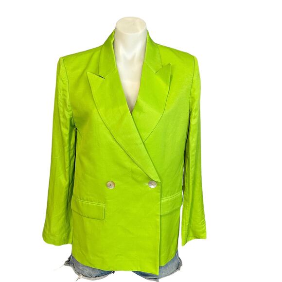 L'Academie Lime Green Boxy Blazer  XS Oversized Retro 80s Designer Work $298 NEW - Picture 6 of 9